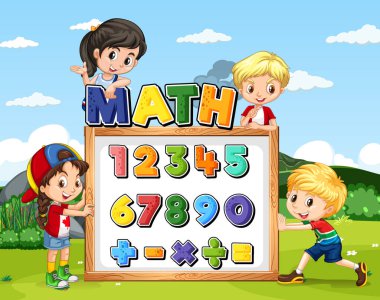 0 'dan 9' a kadar sayma ve matematik sembolleri resimleme