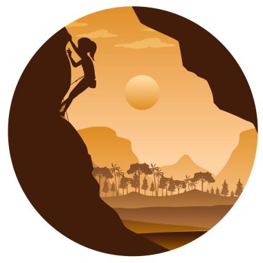 Silüet kaya tırmanışı rozet çizimi