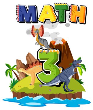 Üç numaralı karikatür resimli üç dinozor.