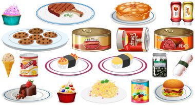 Farklı gıdalar resimde kümesi