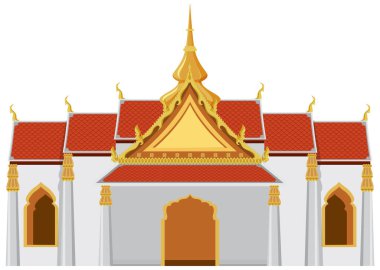 Kırmızı ve altın çatılı Tayland tapınağı tasarımı