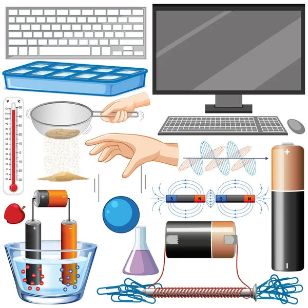 Science Equipments Many Tools Illustration — ストックベクタ