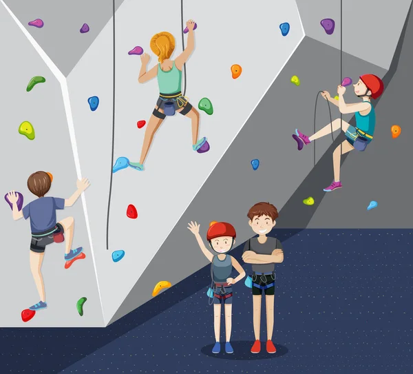 Palestra Arrampicata Indoor Illustrazione — Vettoriale Stock