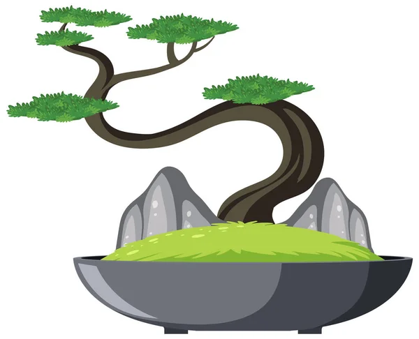 Bonsai Baum Topf Auf Weißem Hintergrund — Stockvektor