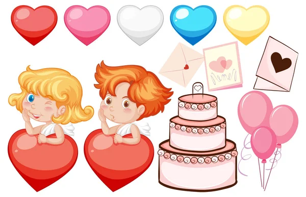 Valentine Theme Cupids Cake Illustration — ストックベクタ