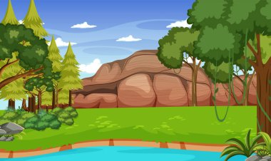 Ağaçlı ve resimli doğa sahnesi