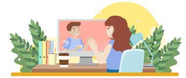 Ev tasarımında düz tasarım illüstrasyonunda çalış