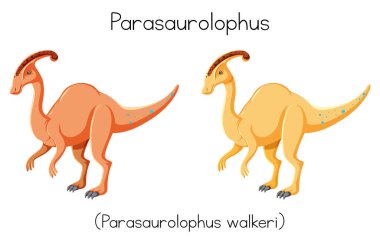 Parasaurolophus illüstrasyonu için kelime kartı tasarımı