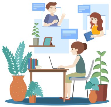 Ev tasarımında düz tasarım illüstrasyonunda çalış