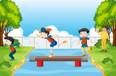 Okul gezisindeki çocuklar.