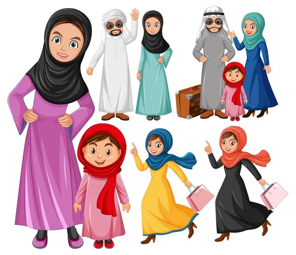传统服装插图中的阿拉伯人 — 图库矢量图片