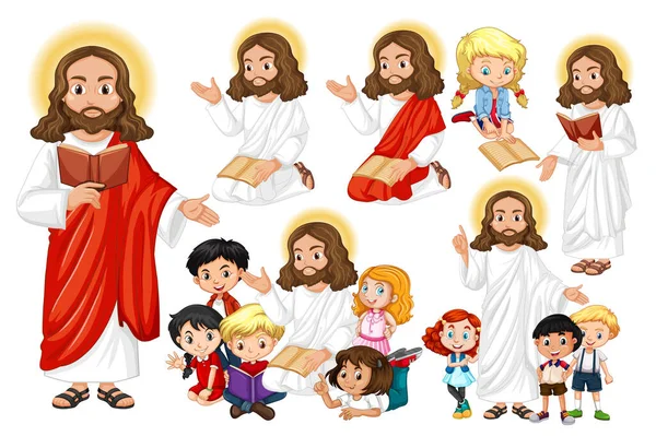 Holyman Many Children Illustration — Stock Vector