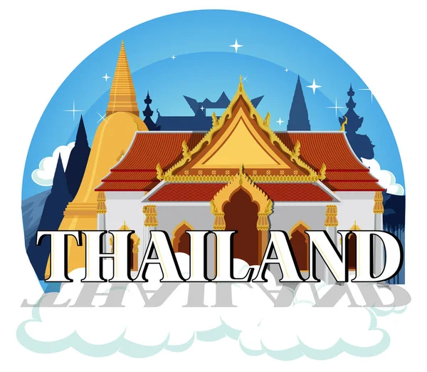 Reizen Thailand Attractie Landschap Tempel Pictogram Illustratie — Stockvector