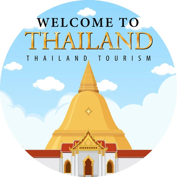 泰国旅游景区及庙宇图标图解 — 图库矢量图片