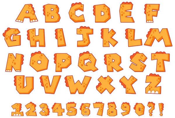 Schriftdesign Für Englische Alphabete Und Zahlenillustration — Stockvektor