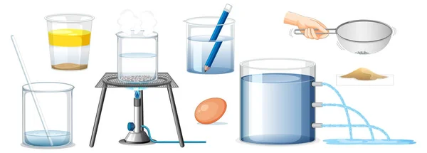 Set Echipamente Necesare Pentru Ilustrarea Experimentului Științific — Vector de stoc