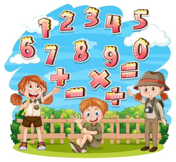 Számolás Tól Matematikai Szimbólumok Illusztráció — Stock Vector