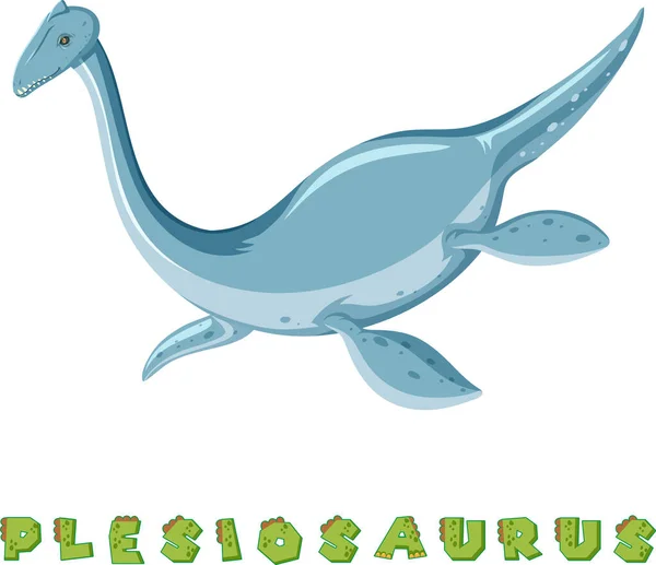 Dinosaurie Ordkort För Plesiosaurus Illustration — Stock vektor