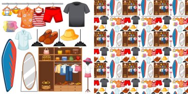 Beyaz arkaplan illüstrasyonunda kumaş temalı kusursuz arkaplan tasarımı