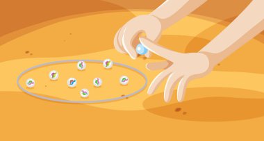 Flicking hand and marbles illustration clipart