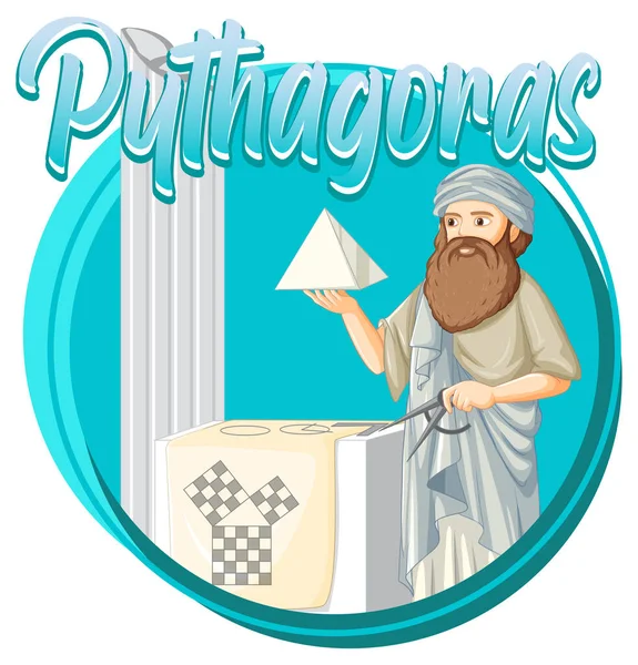 Pythagoras Filósofo Ilustración Estilo Dibujos Animados — Vector de stock