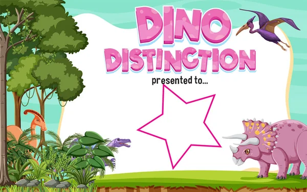 Dinosaurus Certificaat Template Cartoon Stijl Illustratie — Stockvector