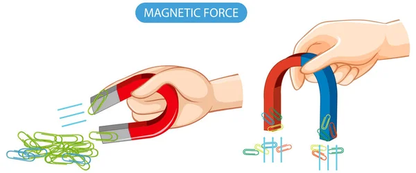 Força Magnética Com Ímã Clipes Ilustração — Vetor de Stock