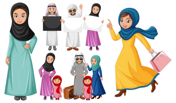 有空白板插图的阿拉伯人 — 图库矢量图片