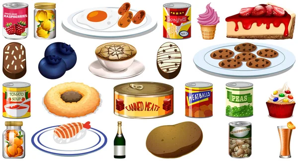 Illustration Ensemble Aliments Différents — Image vectorielle