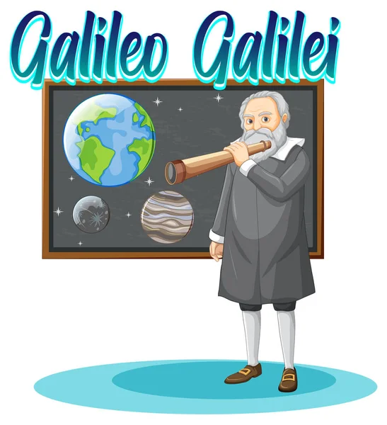 Portrait Galileo Galilei Illustration Style Dessin Animé — Image vectorielle