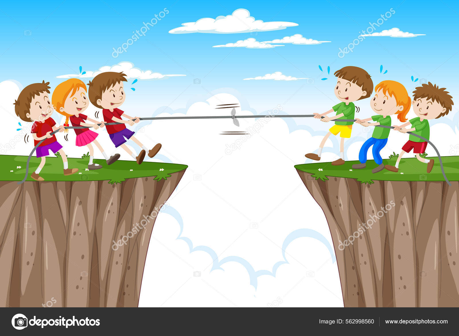 Children Playing Tug War Game Illustration Stock Vector by ©blueringmedia  562998560