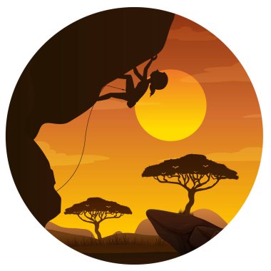 Silüet kaya tırmanışı rozet çizimi