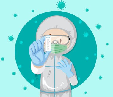 Antijen test kiti illüstrasyonu ile Covid 19 testi