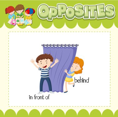 İngilizce karşıt kelime illüstrasyonunun eğitim kelime kartı