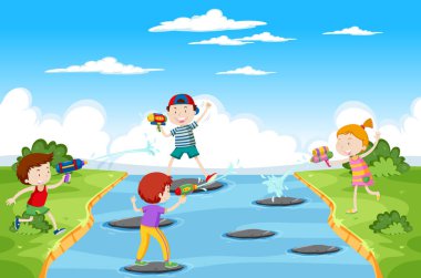 Okul gezisindeki çocuklar.