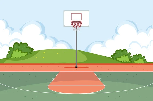 空のバスケットボールコートシーンのイラスト — ストックベクタ