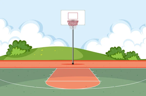 Vuoto Campo Basket Scena Illustrazione — Vettoriale Stock