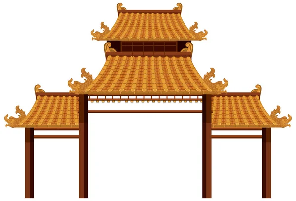 Arsitektur Tradisional Cina Pada Ilustrasi Latar Belakang Putih - Stok Vektor