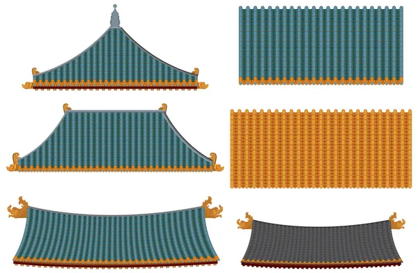 Arquitecturas Tradicionales Chinas Sobre Fondo Blanco Ilustración — Vector de stock