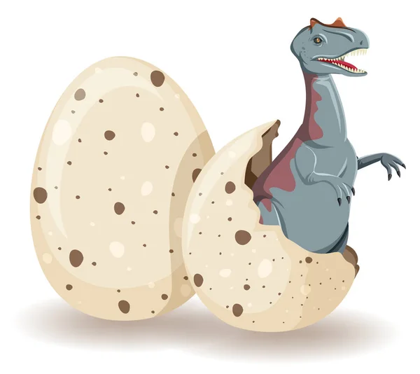 卵のイラストから孵化したアロサウルス — ストックベクタ