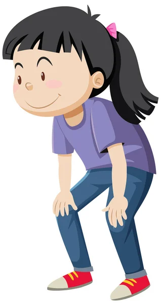 Aktive Mädchen Einfache Zeichentrickfigur Illustration — Stockvektor