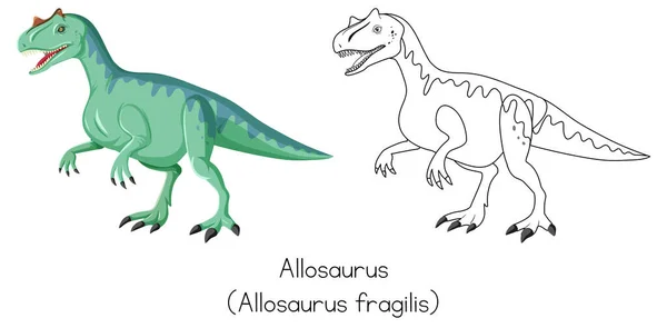 Croquis Dinosaures Illustration Allosaure — Image vectorielle