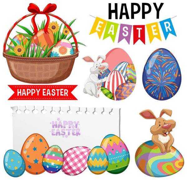 Tavşanlı ve yumurtalı resimli mutlu Paskalya günleri.