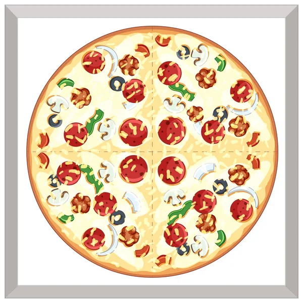 Top View Cheeze Pizza White Background Illustration — Stock Vector