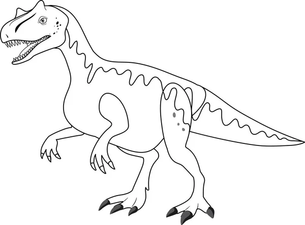 Allosaurus Dinosaurie Klotter Kontur Vit Bakgrund Illustration — Stock vektor