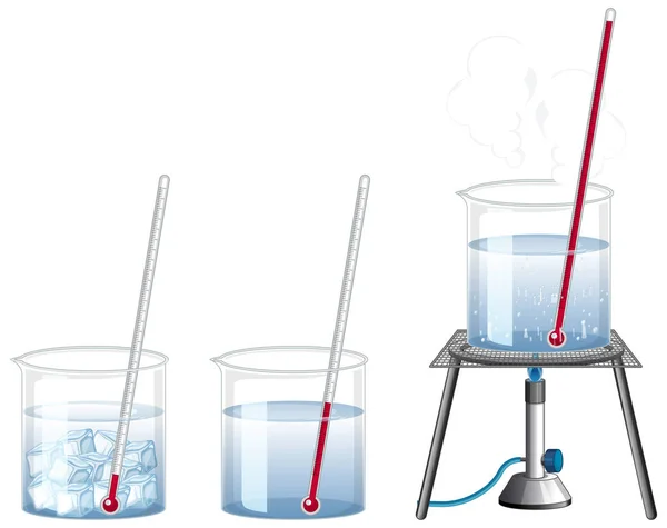 Ilustração Experimento Ciência Temperatura Água —  Vetores de Stock