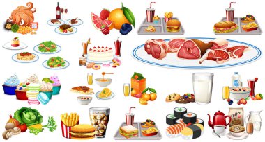 Gıda ve içecekler illüstrasyon oluşturur