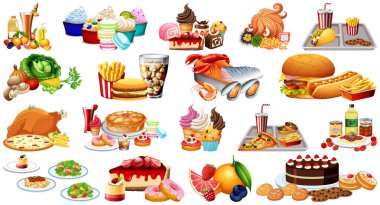 Gıda ve içecekler illüstrasyon oluşturur