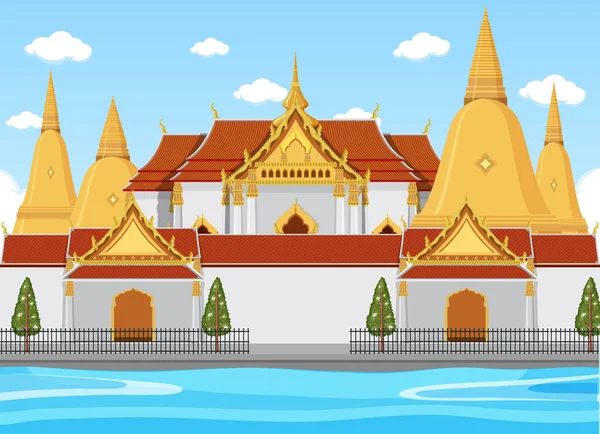 Культовая Иллюстрация Туристической Привлекательности Таиланда — стоковый вектор