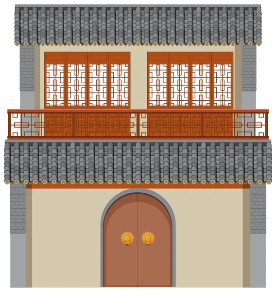 Bâtiment Traditionnel Chinois Sur Fond Blanc Illustration — Image vectorielle